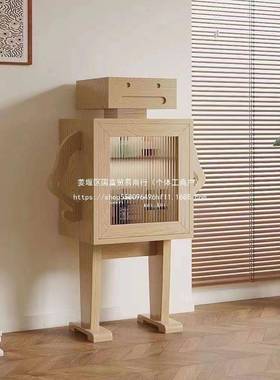 实木机实器人20875柜用创意边柜斗置柜餐边柜木物柜酒柜落家地储