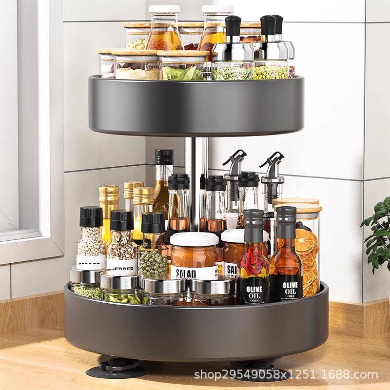 厨房旋转调料置物架家用台面调味料瓶油盐酱醋专用多功能收纳盒子