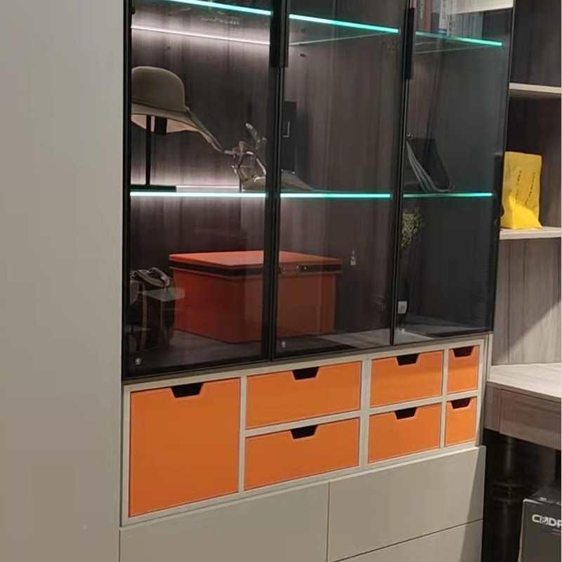 抽定制屉式扁皮质服宽箱子衣柜衣皮储物箱黑色皮革平盒子F76HS8J6