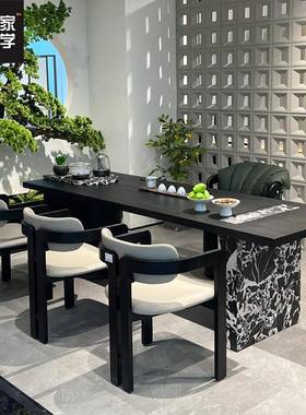 新中实式木茶27700北桌蜡木现岩代轻奢别墅客厅茶室家用板茶桌