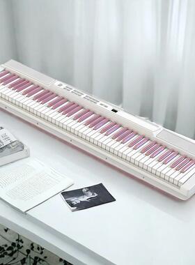 XSY88电子琴28464成人儿入门初学童便携式电色钢琴粉紫色幼键师专