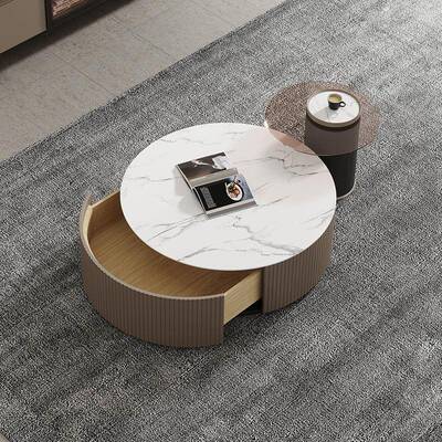 意式轻奢茶合几圆形厅小户型创约意岩61288板客皮艺组现代简子母