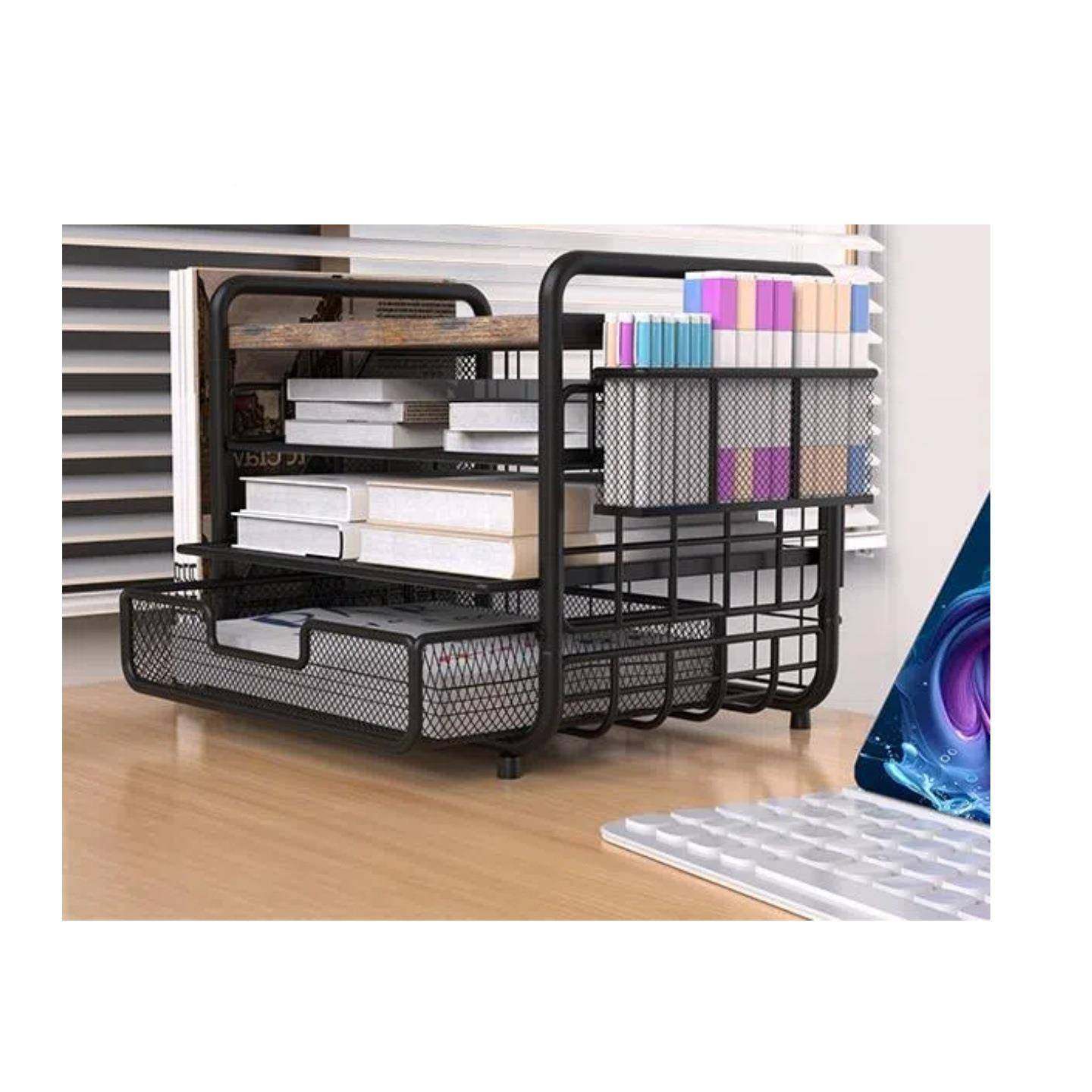 置跨木文质大容量件境框办43217公桌面文件管理物架文件收纳金属