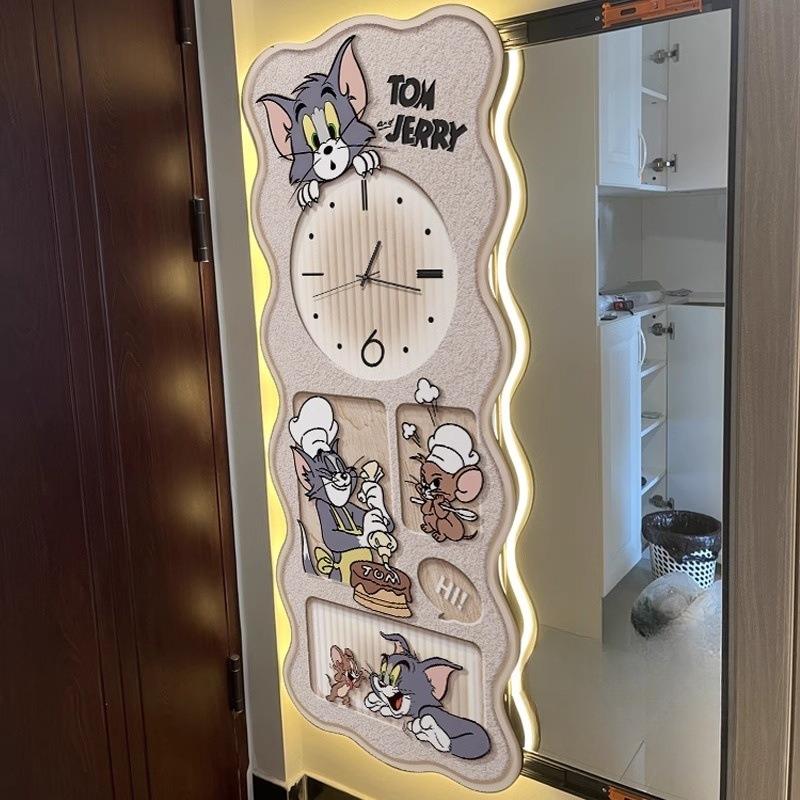 猫和老鼠推式全身镜客厅装画玄关时饰钟镜子挂画AUZ拉卧室隐藏穿