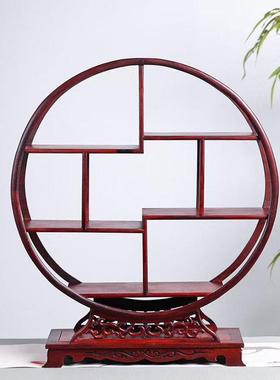 巴里黄檀圆形博架古实木中式多宝阁物花枝置茶75403具装饰架收纳