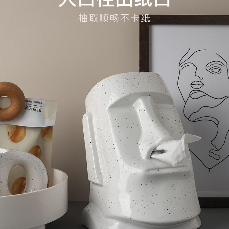 创意石像餐巾纸巾盒客茶几厅轻盒奢感抽纸简约个44性设计装饰摆件