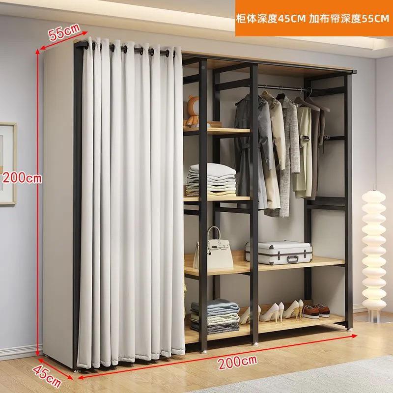 简易衣帽柜家用卧室现DXN代简约衣柜木组合加固出租钢房衣间大衣