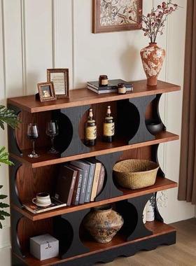 复古边柜组高颜值落地置物架客合厅玄关多格展示柜风NDO异书架家
