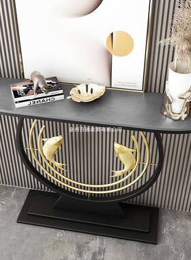 现代简岩板玄关桌家用条案入户约摆端件柜轻奢靠新墙中86267式创