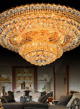 水晶色客厅圆形ITR吸顶灯双层LED现代酒欧式气金大卧室店餐厅灯厂
