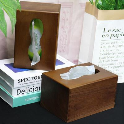 黑胡意木138纸巾盒客茶几卧室厅创多功能家用办公桌面中式抽纸桃