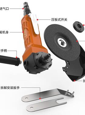 卡夫威IGV尔气动角磨机业级抛光打磨工机除锈磨割切轮机角向光4英
