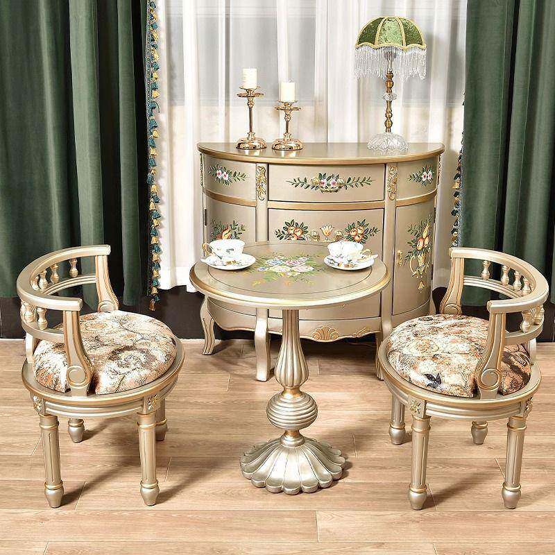 式乡村彩绘家具复古轻奢NVS餐桌椅合休闲组沙美椅小户发型阳台洽