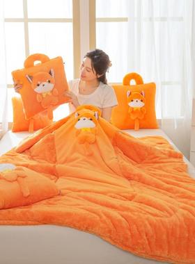 提俏皮狗抱枕被子两用冬办公室午毯子枕头被二XUS季睡合一汽车靠