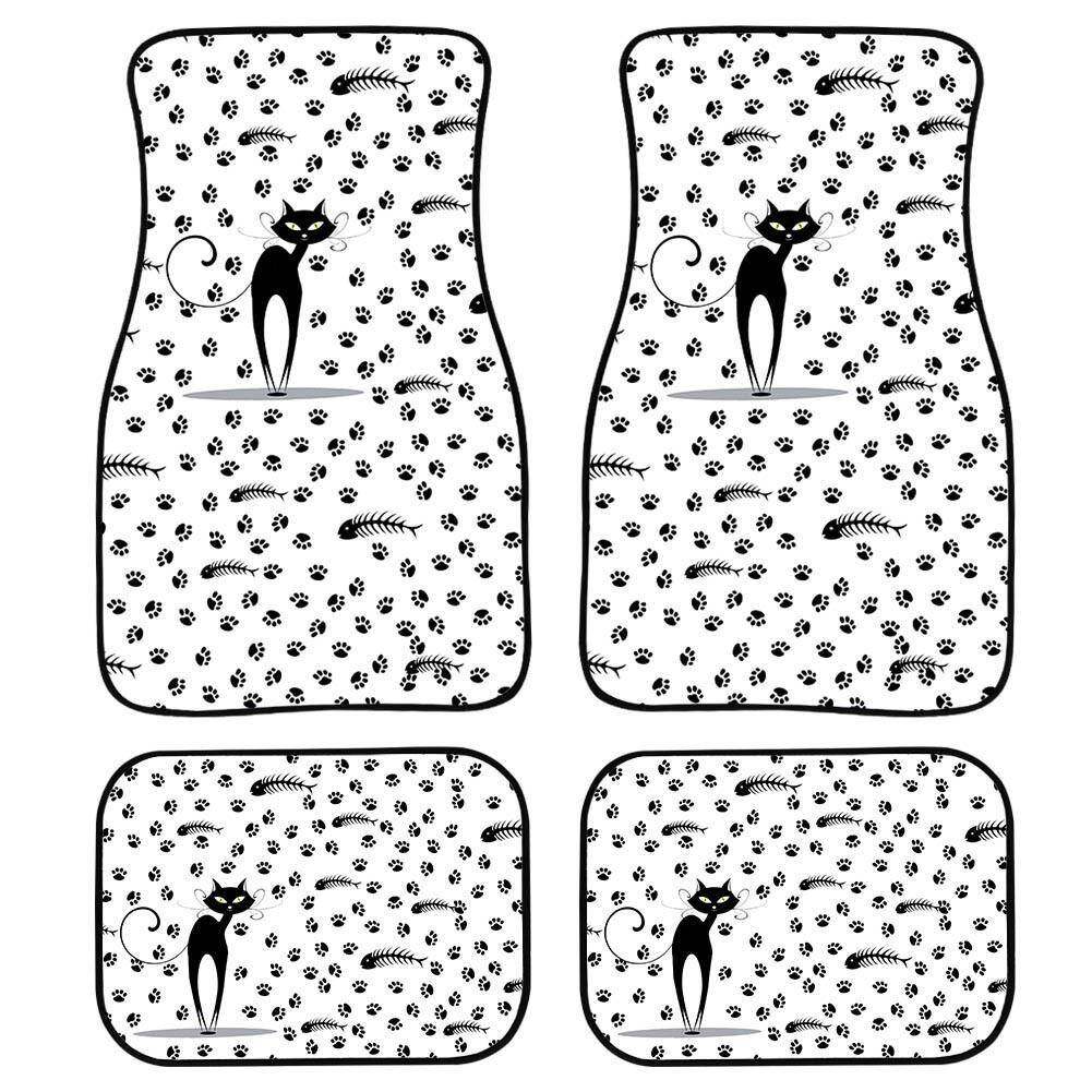 清新可爱猫咪车汽脚车垫欧978美卡通水狐狸牛印花汽用品防四件套