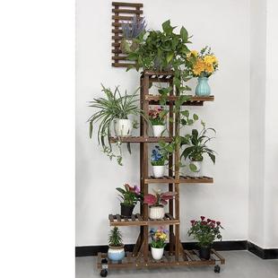 中客式无品牌/厅多层置物架实木花架子阳台落肉花盆架地多式绿萝