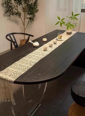 碳木板白蜡木板桌面板黑色餐桌异HLZ茶形台化板原面木板实木桌板