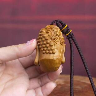 宗老山檀香木雕一正之间手把件佛头念佛文玩实010木挂件魔雕刻工