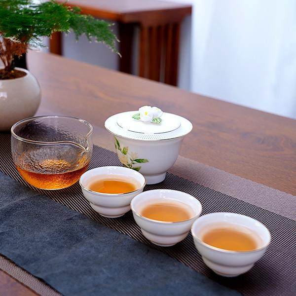 羊脂玉瓷泡茶手抓壶手捏花旅行一壶三杯山茶花限定便携出差旅行套,智能设备,其他智能设备,淘宝优惠券,粉丝福利购,淘宝优惠卷