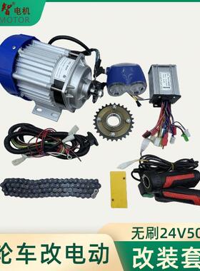 人力三轮车改装电动助力套件无刷24V500W650W电机控制器