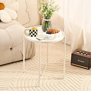 北欧铁艺不带铁圈拆装 托盘桌沙发床头边几角几现代简约轻奢小圆桌