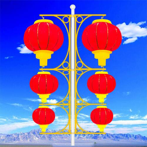 亚克力灯笼路灯灯笼武汉春节亮化灯笼三连串金边户外防水灯笼