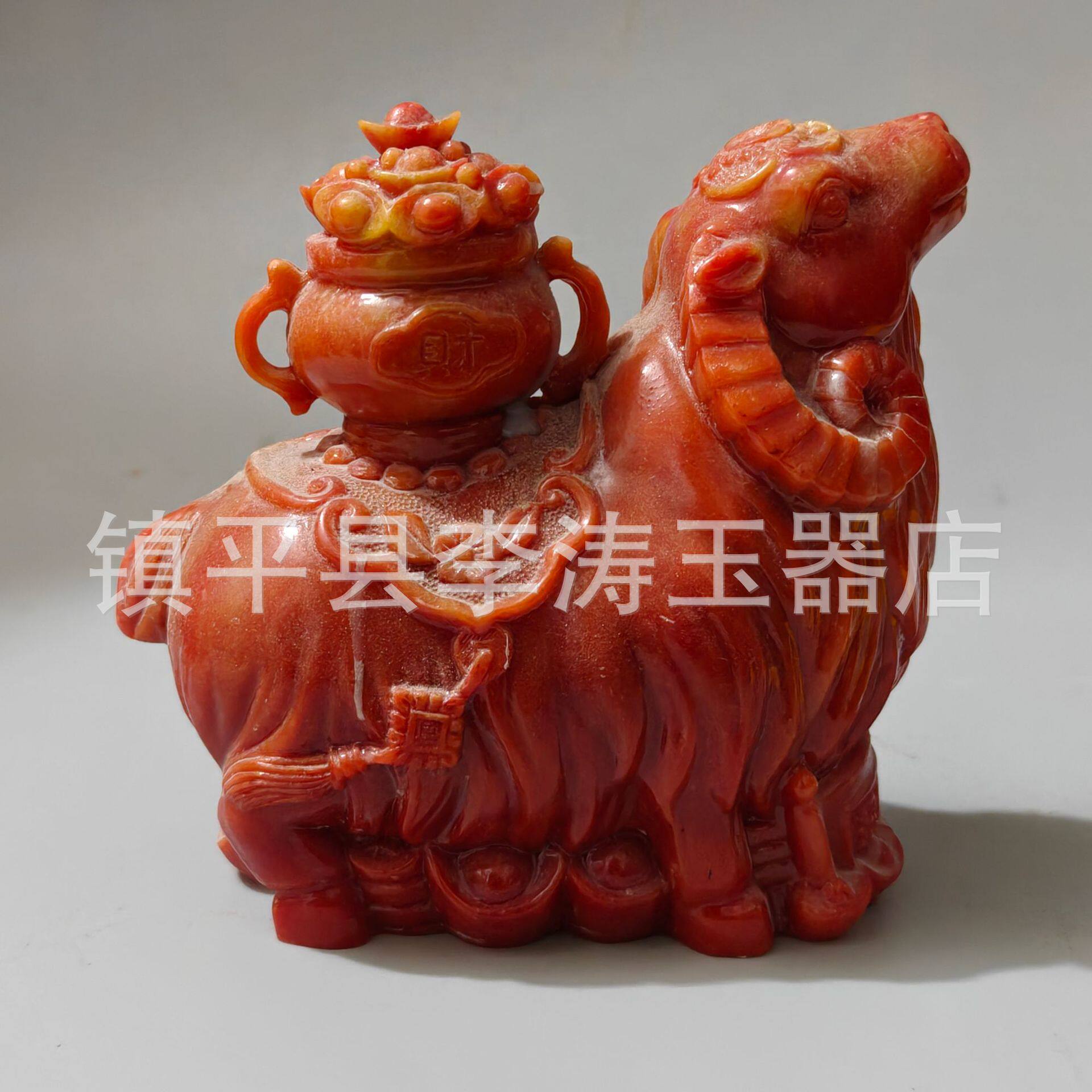 批发古玩做旧树脂羊动物装饰摆设仿寿山石元宝生肖羊摆件工艺品