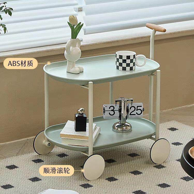 网红欧式创意客厅小茶几简约家用置物架边几可移动卧室小推车边几