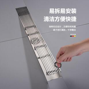 侧排地漏卫潜水生防臭艇淋浴房间不锈芯钢长条T68钢条地漏竹排68
