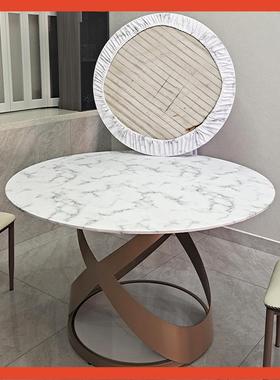 △弹圆桌色套力罩大理石纹圆桌51527布防防油免洗餐桌水布纯白全