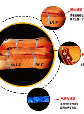 15T10米扁平吊带NRH15吨9吊米起重带装15T12mm16工业涤纶彩色纤维