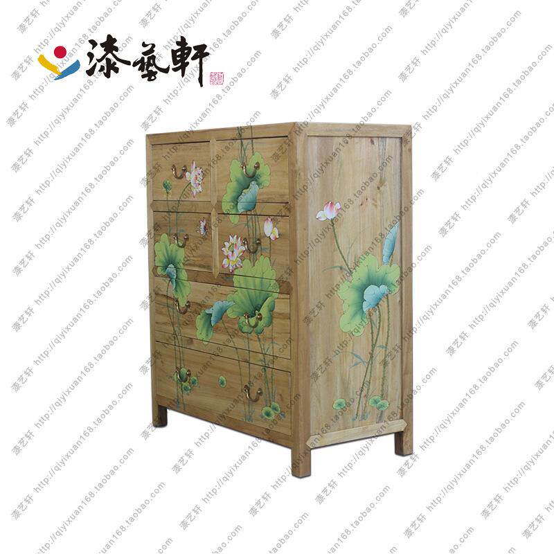 新中式清古典彩0013绘香樟实木文件档明案四储五物抽屉斗餐边柜家