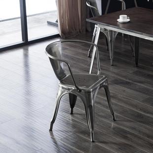 oft艺椅子金属扶铁手餐皮椅铁椅靠l背扶手铁皮椅椅连锁餐厅易收纳