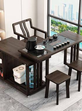 旋几转茶桌台家用移动茶椅台喝茶桌组合一体小阳型茶CXR具烧水壶
