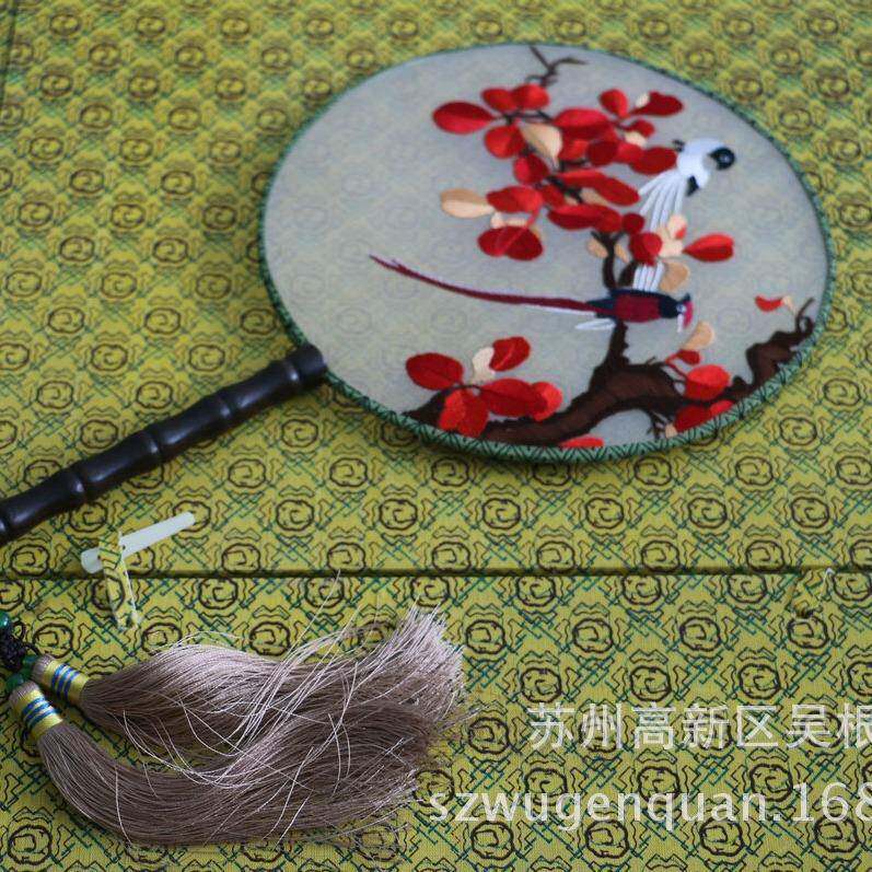 刺苏绣手工双绣扇子绣生工面艺品苏州厂99998家产
