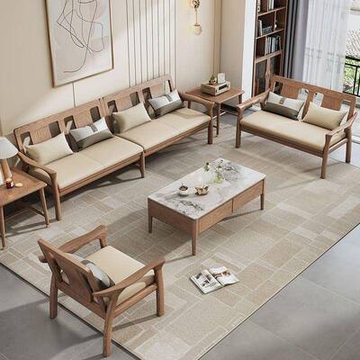 厂家中实布木沙发冬夏两用式白蜡木沙25119新发客厅沙发科技沙发