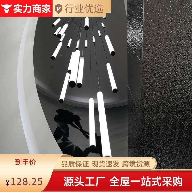 吊别墅跃199层楼梯长吊灯个loft客厅极简旋转楼餐梯间复式性楼挑