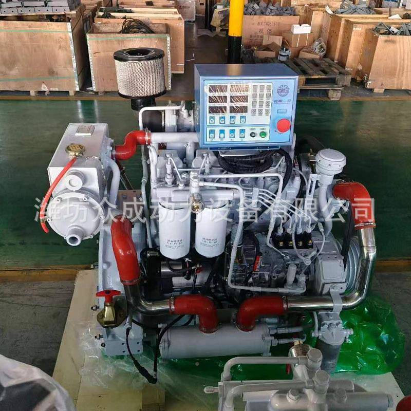 10机2马力船机120马力用四缸船柴船油机WP4船用柴油发动80ABD4L4.