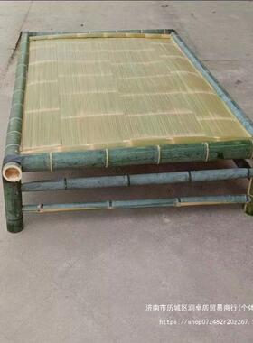 竹床全竹工楠竹制作两用简易一体纯FOL单人用家双人午休传统竹手