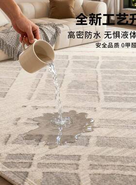 灰调菱格厅地客22GTQ5新款小众简约风防水防污免0洗易擦卧毯室地