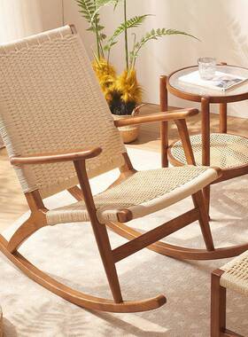 客复古绳编阳台休躺椅摇摇TZ23-032椅人摇椅靠厅背大懒闲人高椅子