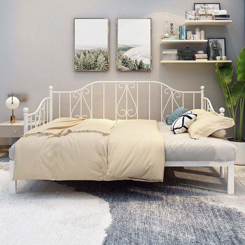 欧铁艺沙发式床折叠两用经型可推拉床铁床简约单床人沙发SSS小济
