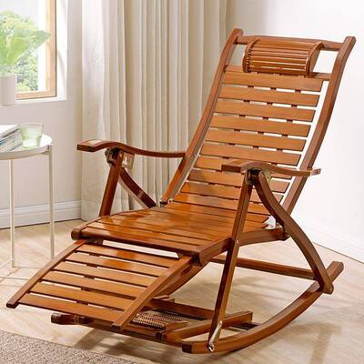 摇摇椅躺椅午休叠藤椅大人老人逍折遥背JCL竹椅靠阳台家用休子闲
