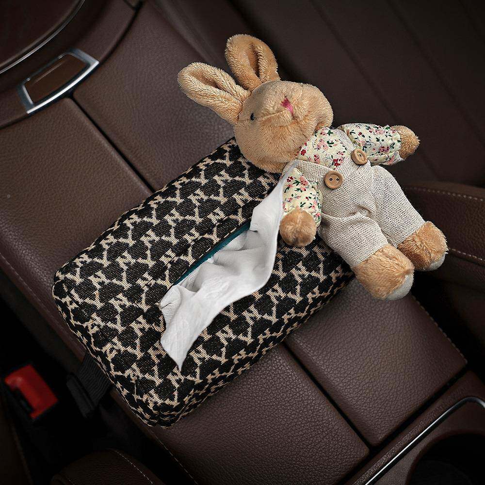 卡汽车巾盒女车载抽纸盒创意手可爱公仔车内扶箱装饰通用碎花背带