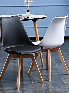 时椅尚简约休实木餐椅户外闲A-341洽谈办公靠背椅网红伊软姆斯包