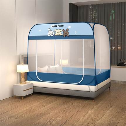式款免安装加高加新密方帐家用一体可叠蚊YLS帐拉链双开门折蚊帐