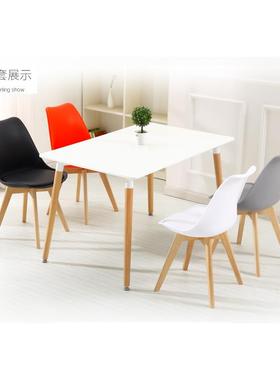 W8出租屋餐桌椅合家用小户型约白色实简木11桌饭子伊姆组斯洽谈书