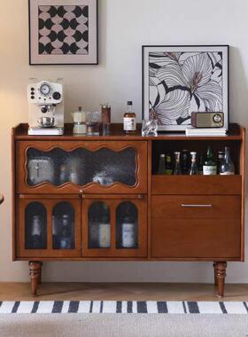 实木餐边古法式美20250219式客厅家用厨收纳储柜复靠房墙茶水一体