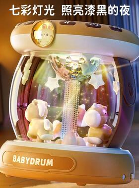 婴儿玩具音乐拍拍旋鼓0-6-12个宝宝早月教益智转木手拍VDF马鼓