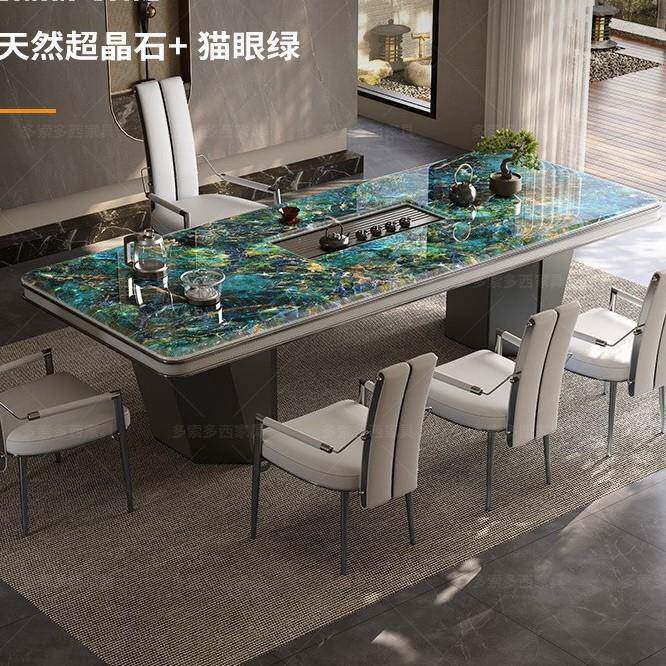 意式轻平奢茶台轻奢超HFM晶石茶桌墅别大客层室茶室设计师茶桌椅
